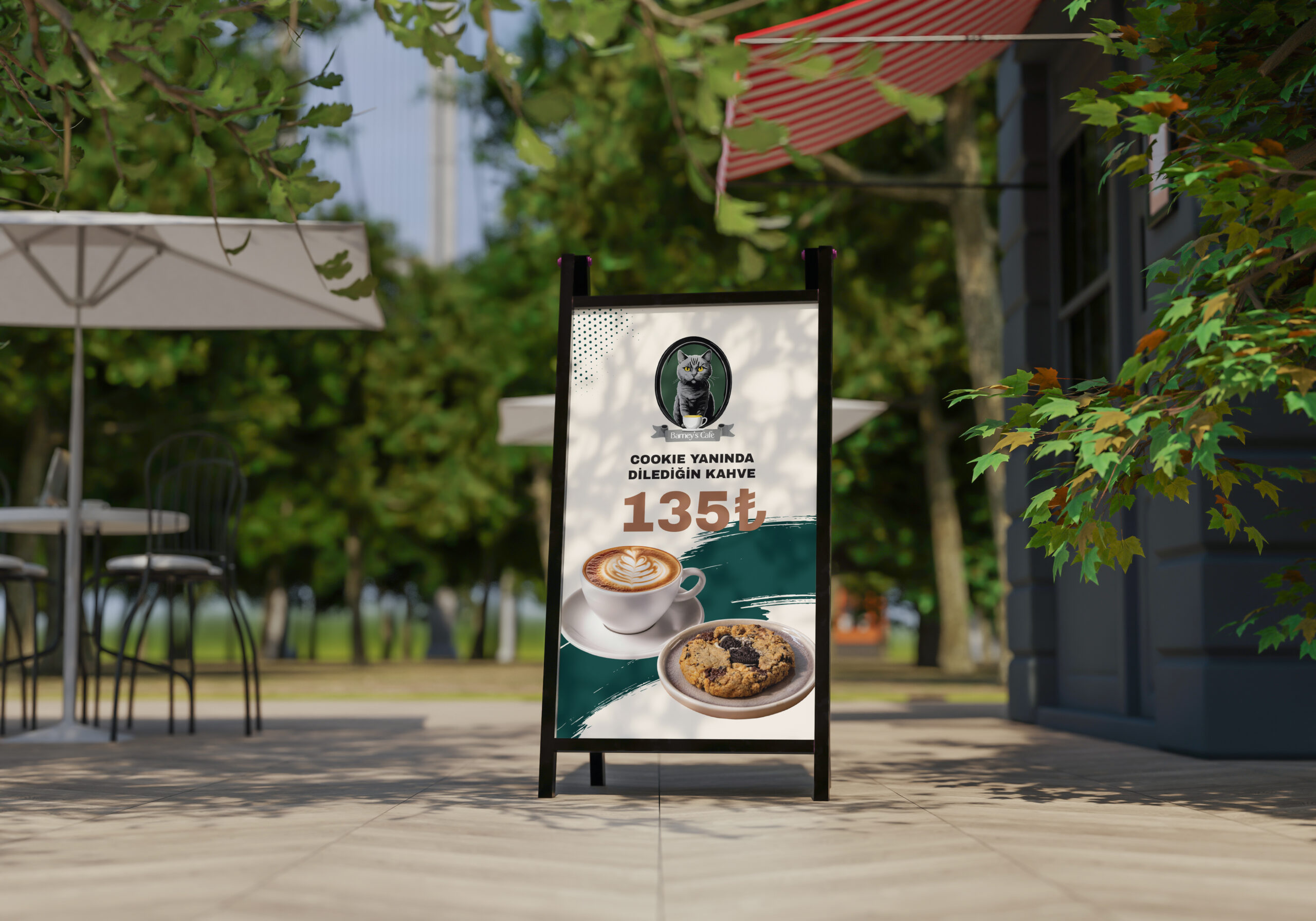 Barney's Cafe Kaldırım Panosu